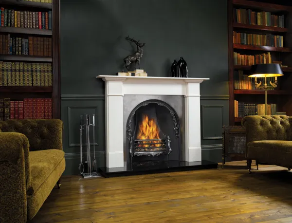 Flat Victorian stone mantel limestone