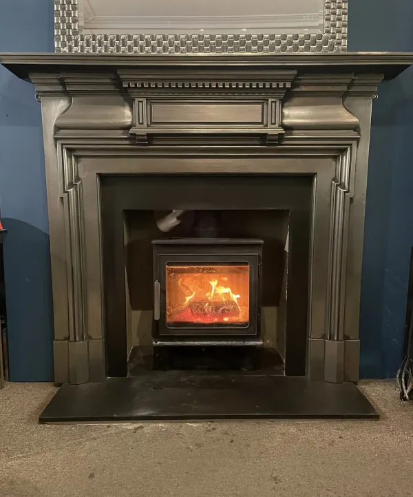 Polished cast iron mantel 2